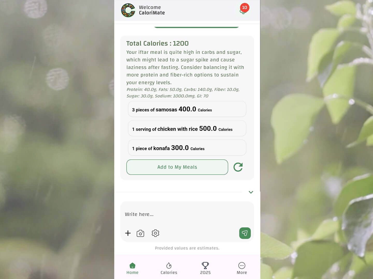 See how CaloriMate’s AI evaluates your meals during Ramadan.